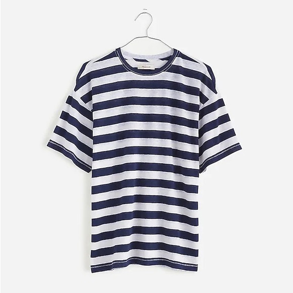 NWT Madewell Linen-Blend Crewneck Oversized Tee - Picture 4 of 5